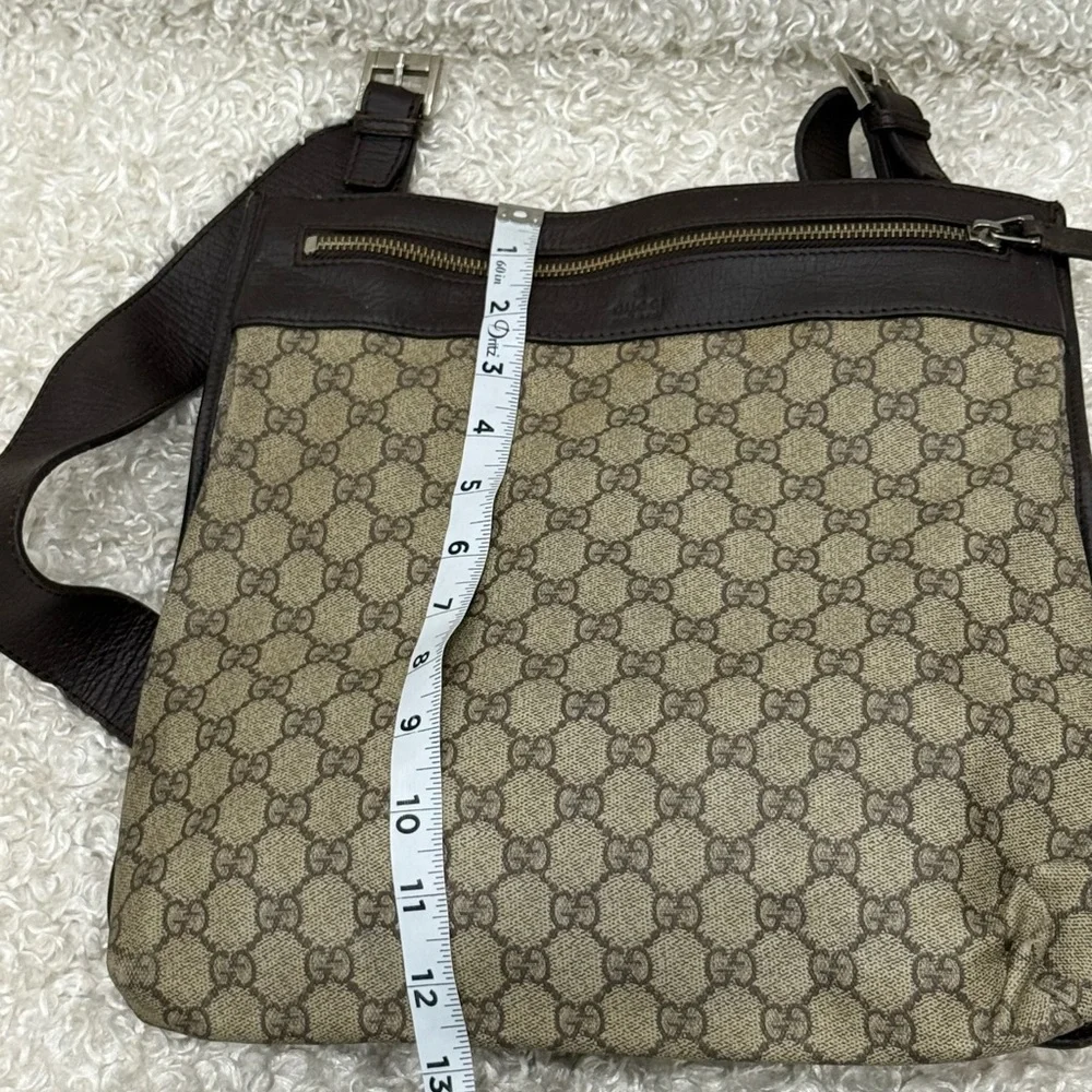 Gucci Beige and Dark Brown Monogram Messenger Bag